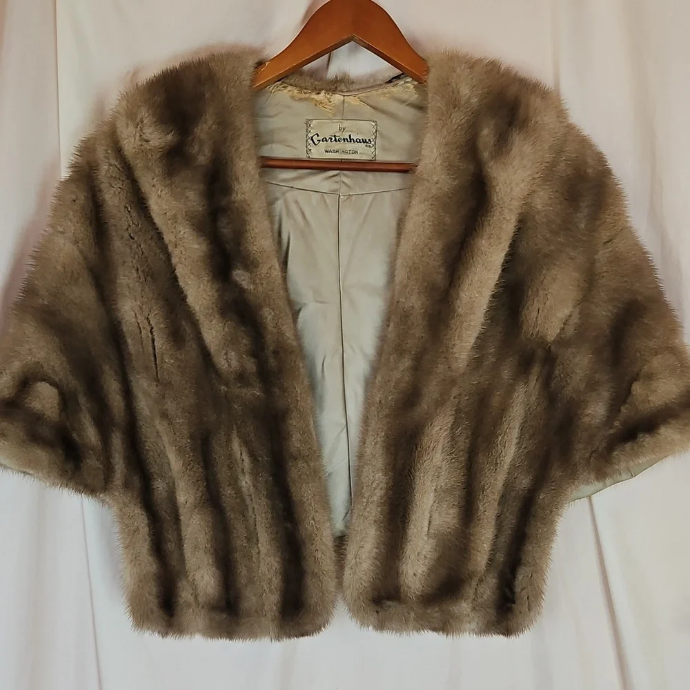 Gartenhaus Vintage Mink Stole Women's One Size Vintage Fur Coat Shawl Glamour